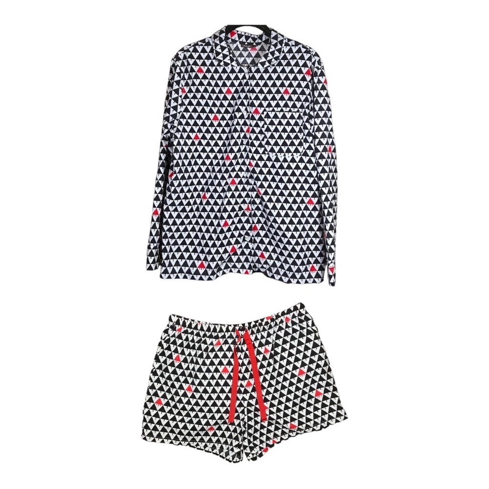 J‎ McLaughlin Flannel Pajama Matching Set Gnome Black White Hidden Santa Holiday - Picture 2 of 8